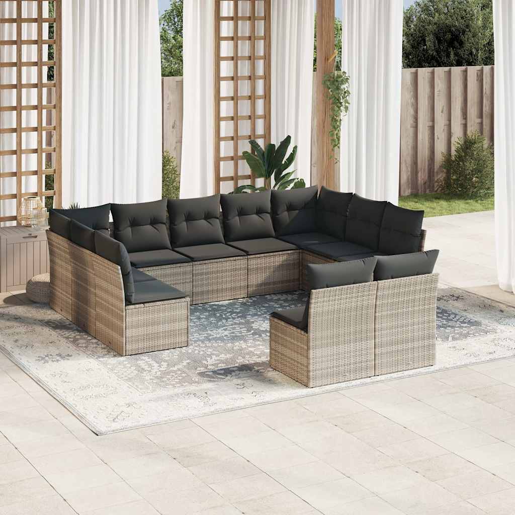 Loungegrupp För Trädgården M. Dynor 11 Delar Beige Konstrotting