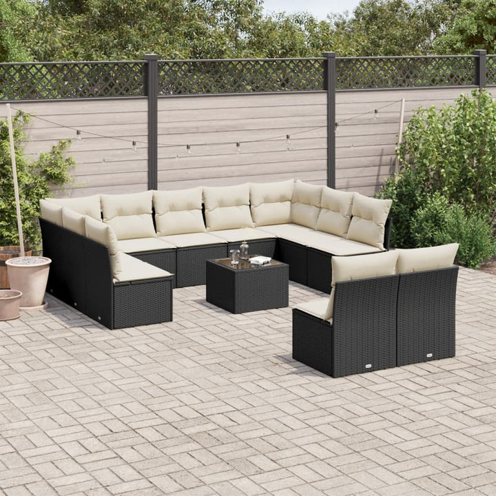 Loungegrupp För Trädgården M. Dynor 11 Delar Beige Konstrotting