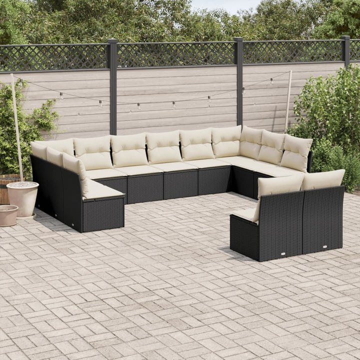 Soffgrupp För Trädgården Med Dynor 13 Delar Beige Konstrotting