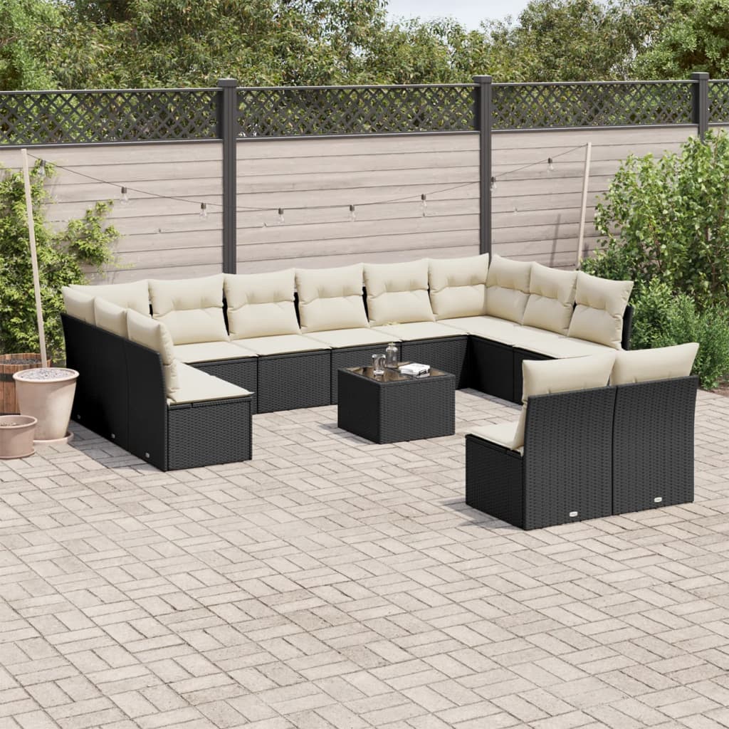 Soffgrupp För Trädgården Med Dynor 13 Delar Beige Konstrotting