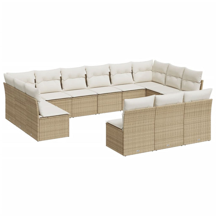 Soffgrupp För Trädgården Med Dynor 13 Delar Beige Konstrotting