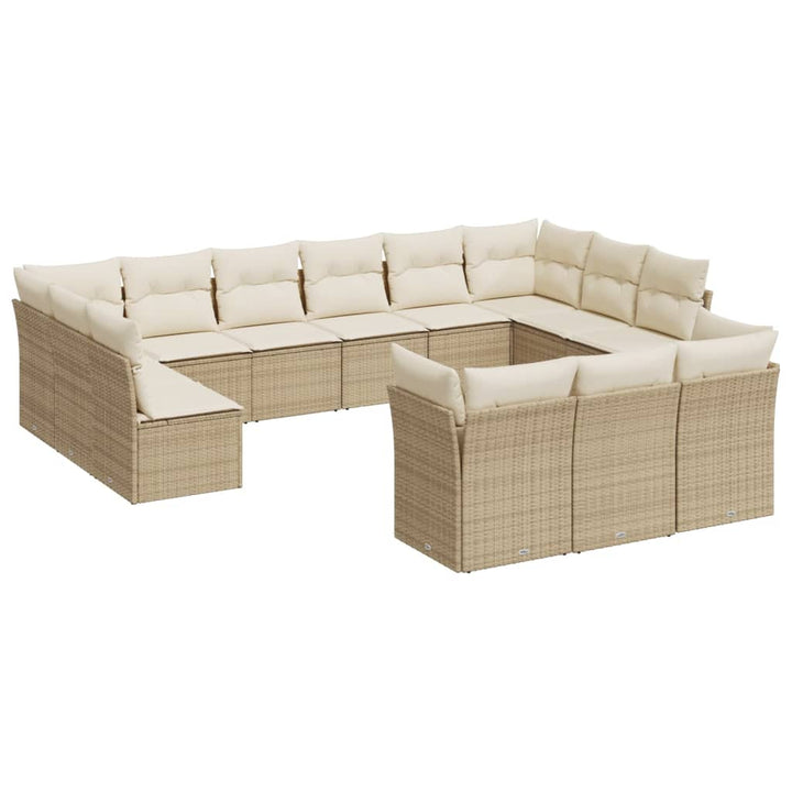 Soffgrupp För Trädgården Med Dynor 13 Delar Beige Konstrotting