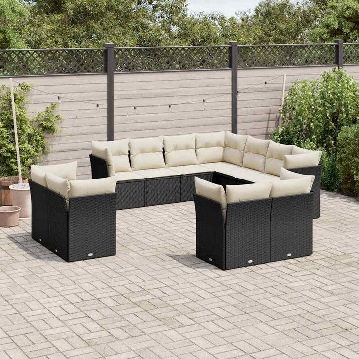 Loungegrupp För Trädgården M. Dynor 11 Delar Beige Konstrotting