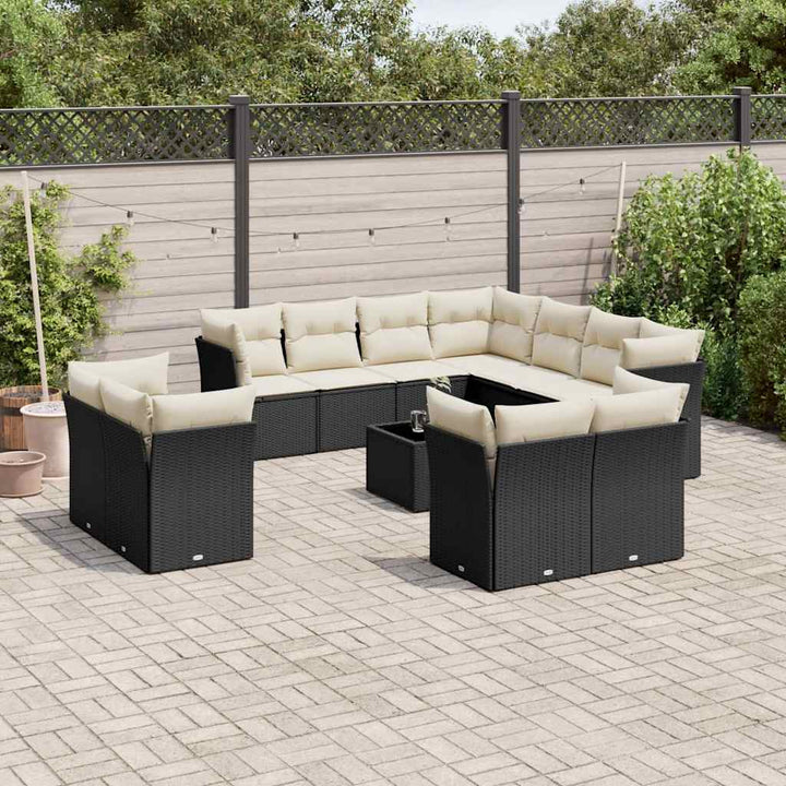 Loungegrupp För Trädgården M. Dynor 11 Delar Beige Konstrotting