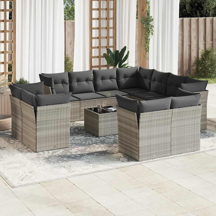 Loungegrupp För Trädgården M. Dynor 11 Delar Beige Konstrotting