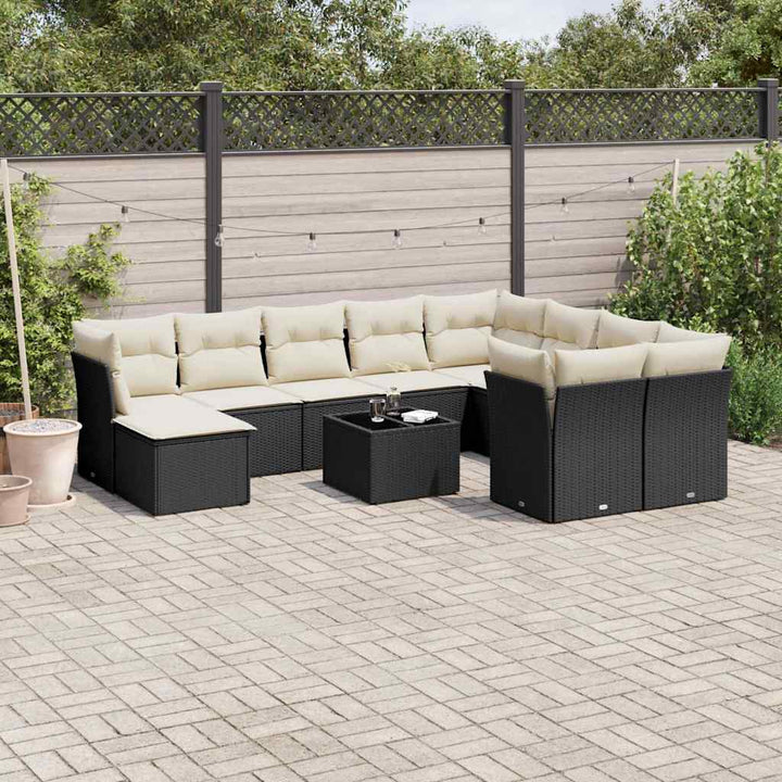 Loungegrupp För Trädgården M. Dynor 11 Delar Beige Konstrotting