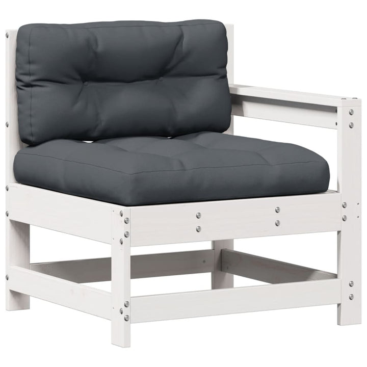 Loungegrupp Med Dynor 6 Delar Vit Massiv Furu