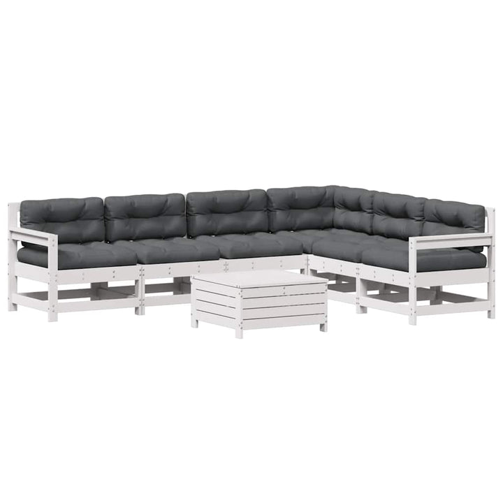 Loungegrupp Med Dynor 7 Delar Vit Massiv Furu