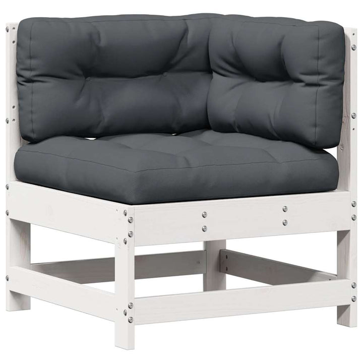 Loungegrupp Med Dynor 7 Delar Vit Massiv Furu