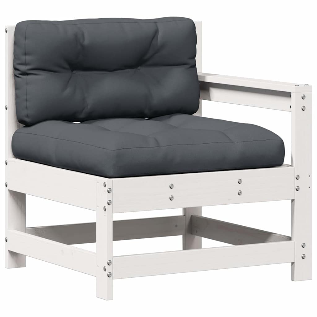 Loungegrupp Med Dynor 7 Delar Vit Massiv Furu