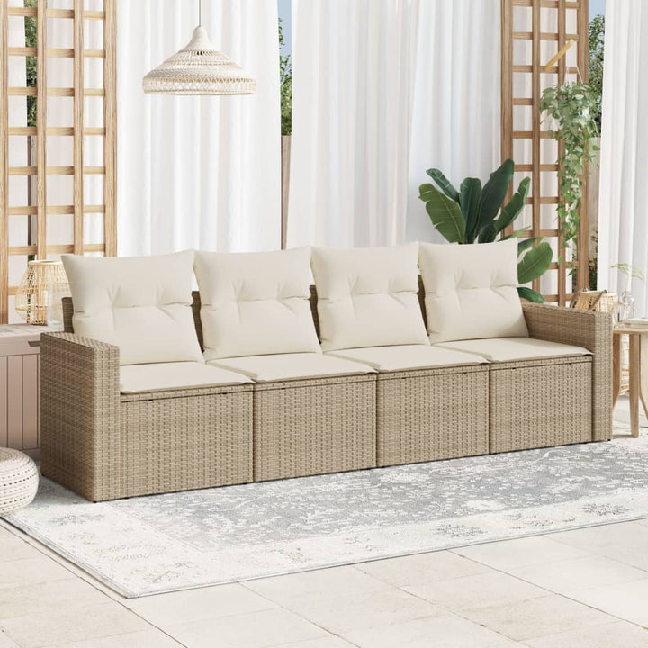 Soffgrupp För Trädgård Med Dynor 4 Delar Beige Konstrotting