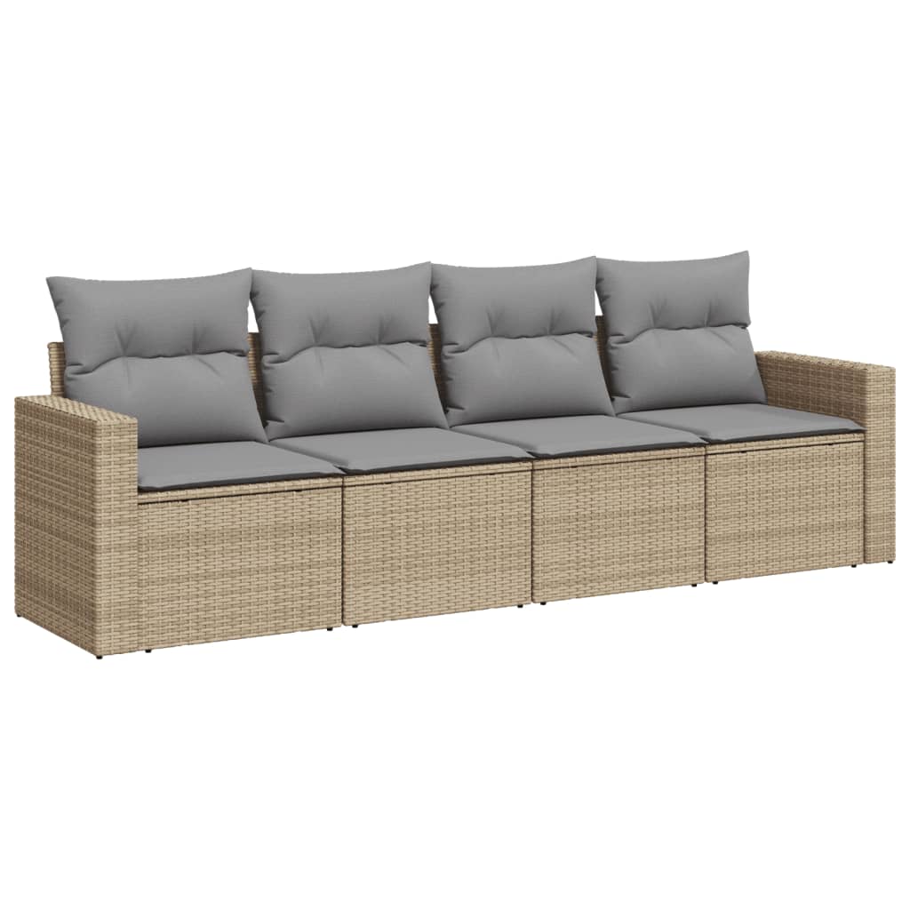 Soffgrupp För Trädgård Med Dynor 4 Delar Beige Konstrotting