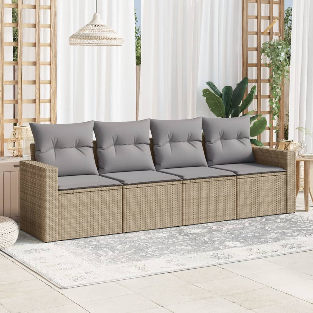 Soffgrupp För Trädgård Med Dynor 4 Delar Beige Konstrotting