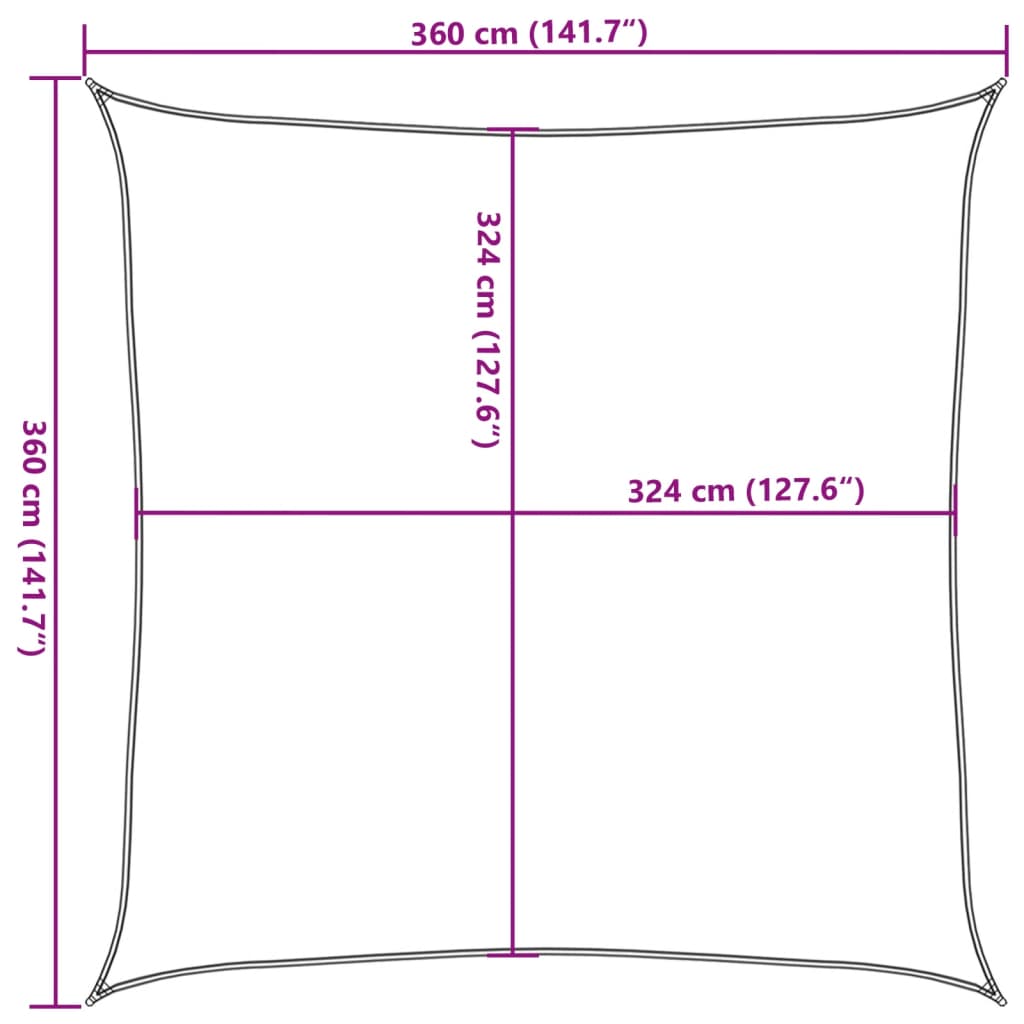 Solsegel 160 G/M² Fyrkantig 3,6X3,6 M Hdpe