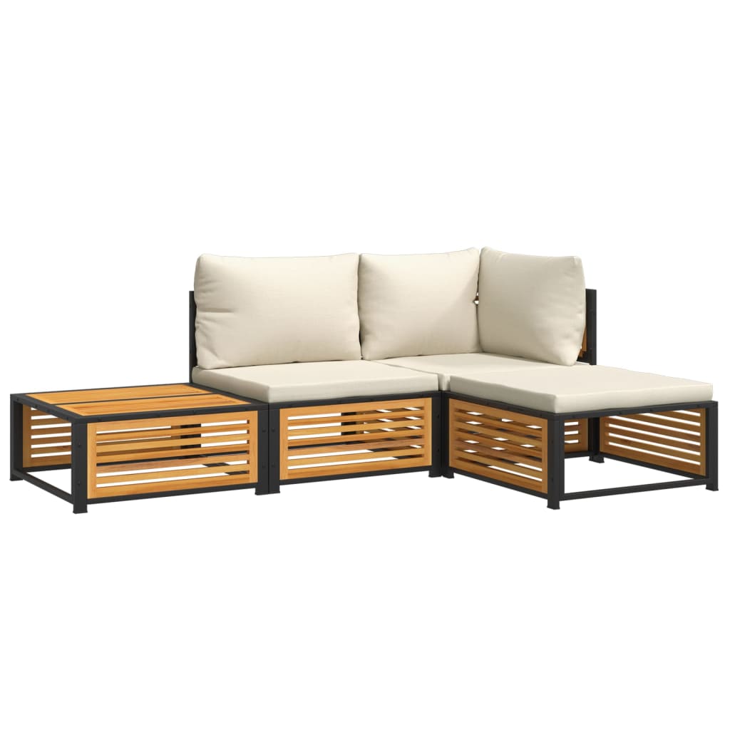 Loungeset Med Dynor 4 Delar Massivt Akaciaträ