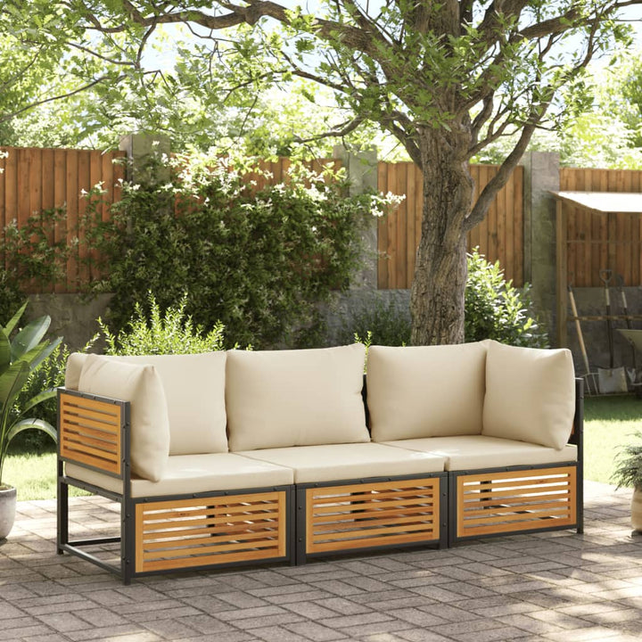 Loungeset Med Dynor 4 Delar Massivt Akaciaträ