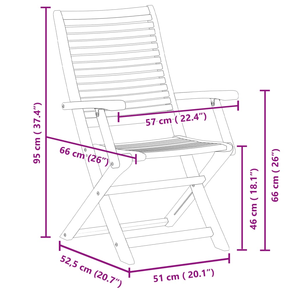 Hopfällbara Stolar 6 St 57X66X95 Cm Massivt Trä Akacia
