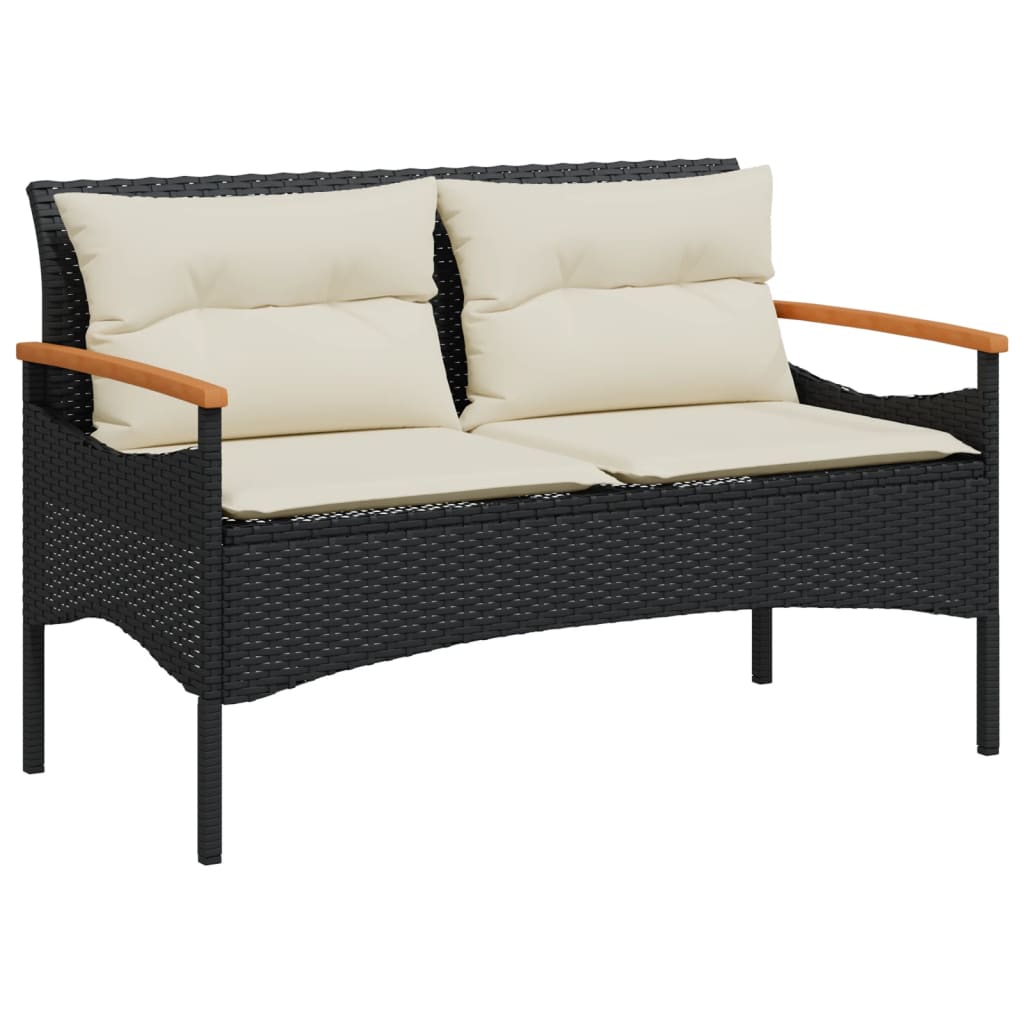 Trädgårdsbänk Med Dynor 116X62,5X74 Cm Konstrotting
