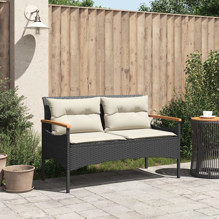 Trädgårdsbänk Med Dynor 116X62,5X74 Cm Konstrotting