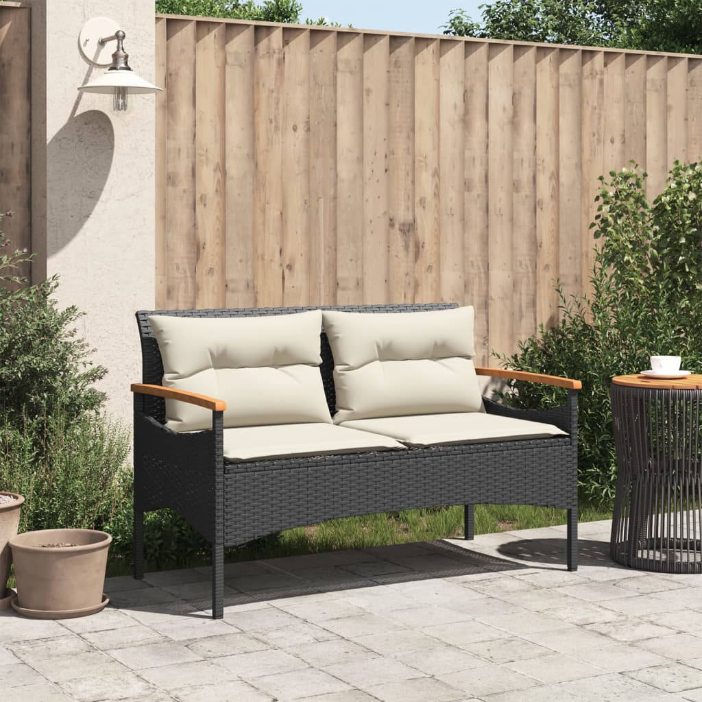 Trädgårdsbänk Med Dynor 116X62,5X74 Cm Konstrotting