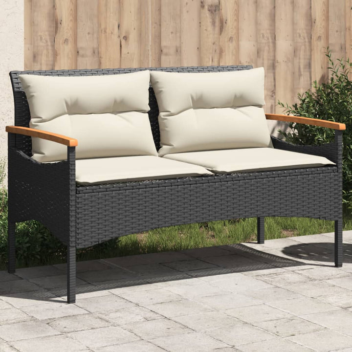 Trädgårdsbänk Med Dynor 116X62,5X74 Cm Konstrotting