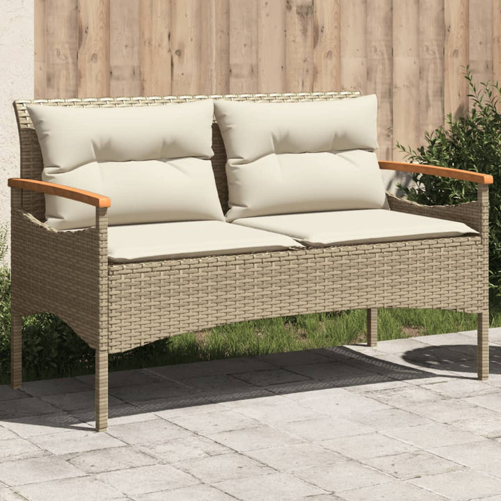 Trädgårdsbänk Med Dynor 116X62,5X74 Cm Konstrotting