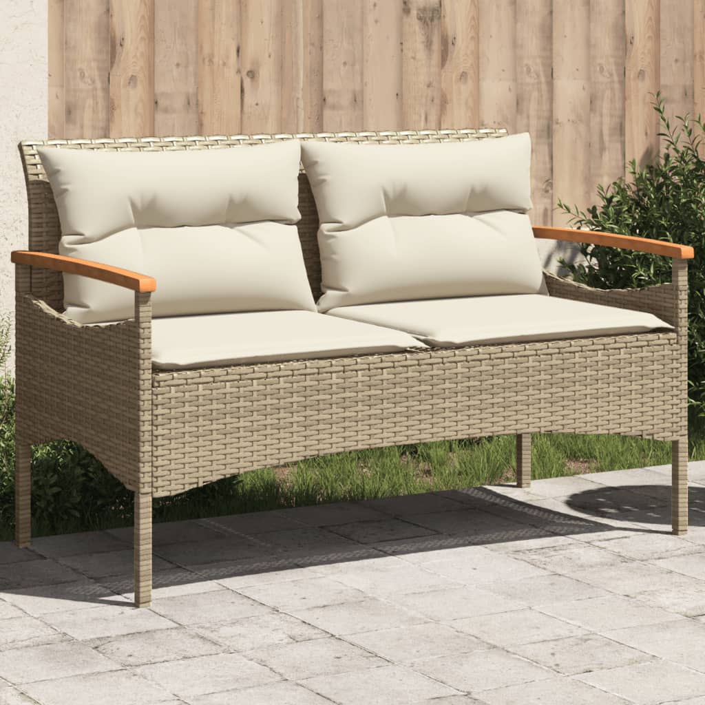 Trädgårdsbänk Med Dynor 116X62,5X74 Cm Konstrotting