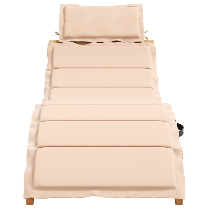 Solsängar Med Dynor 2 St Beige Massivt Akaciaträ