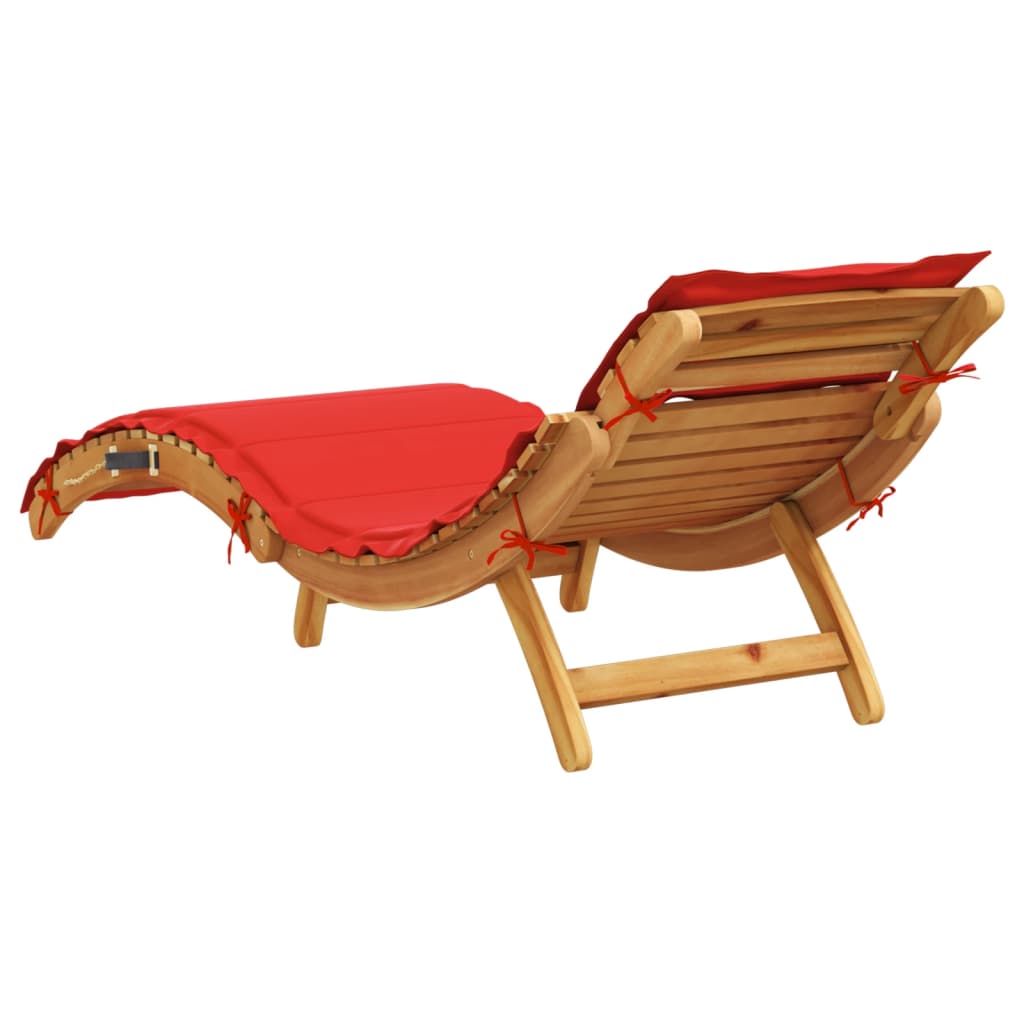 Solsängar Med Dynor 2 St Röd Massivt Akaciaträ