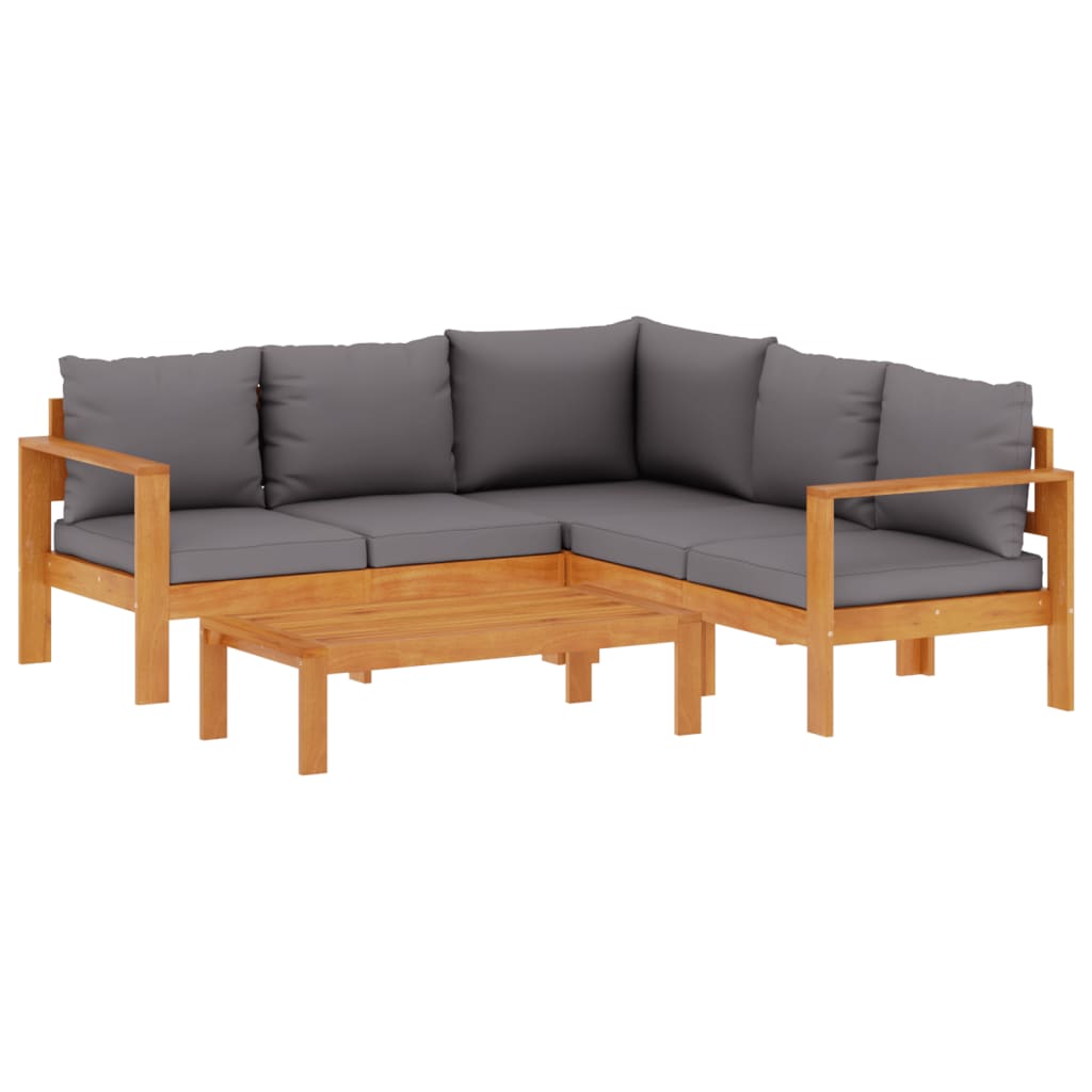 Loungeset Med Dynor 4 Delar Massivt Akaciaträ