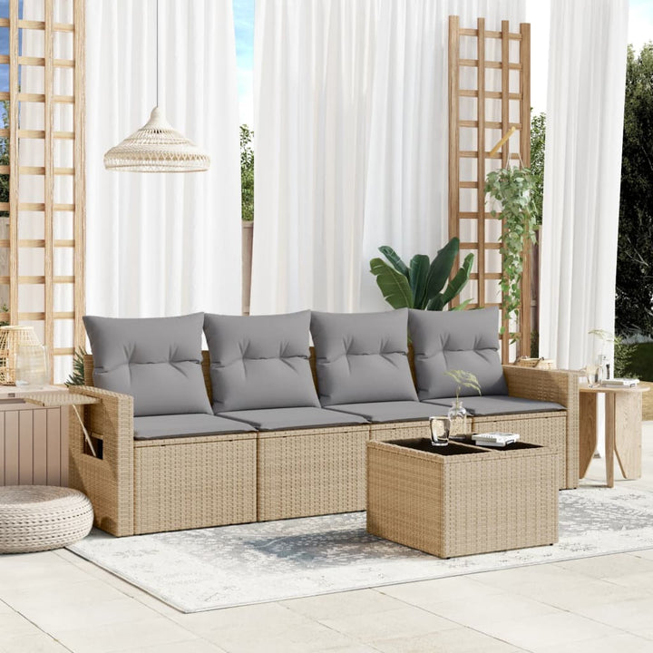 Loungegrupp För Trädgården Med Dynor 5 Delar Konstrotting