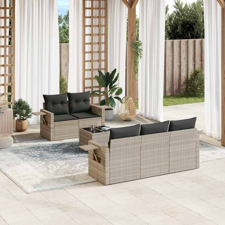 Loungegrupp För Trädgården Med Dynor 6 Delar Konstrotting