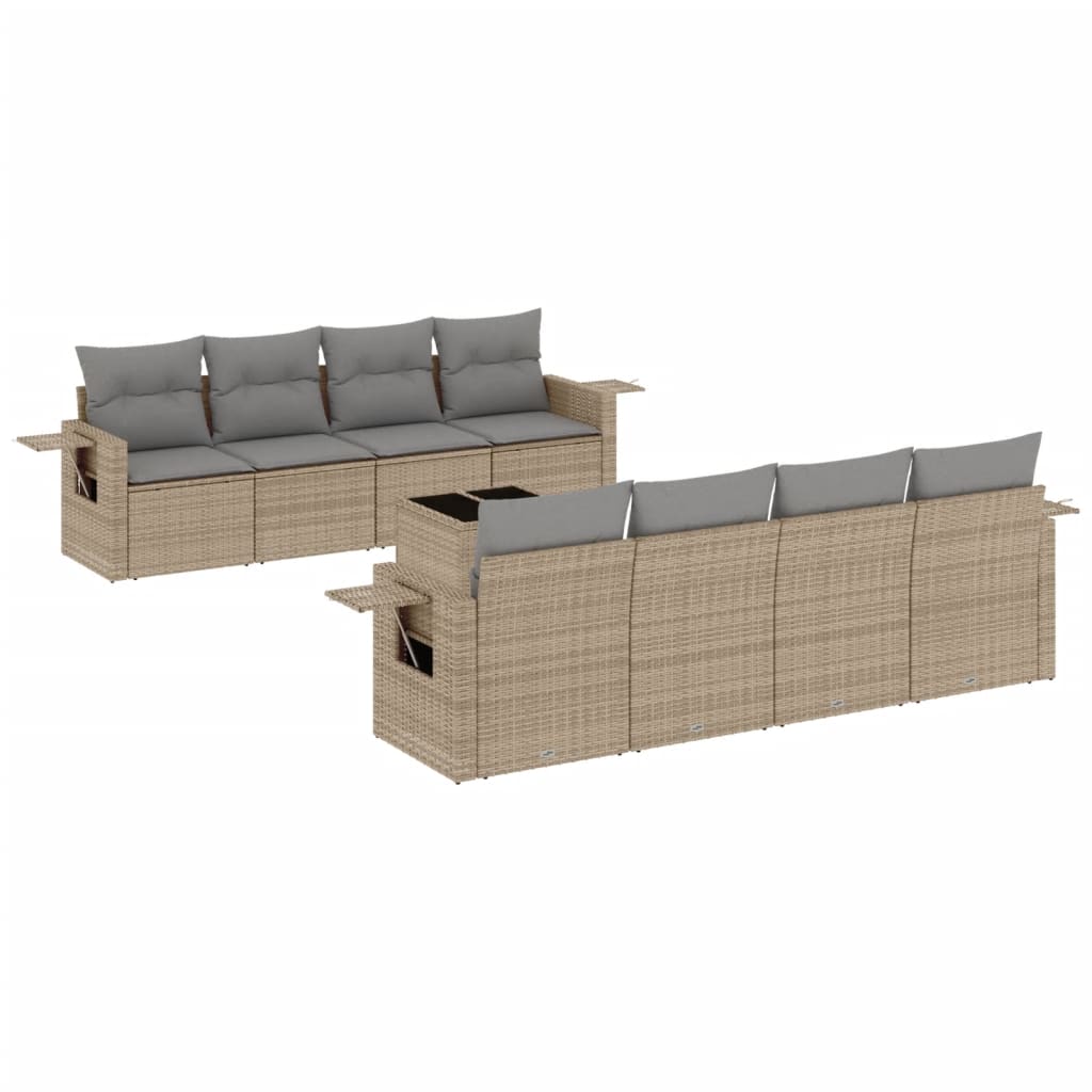 Soffgrupp För Trädgården Med Dynor 9 Delar Beige Konstrotting