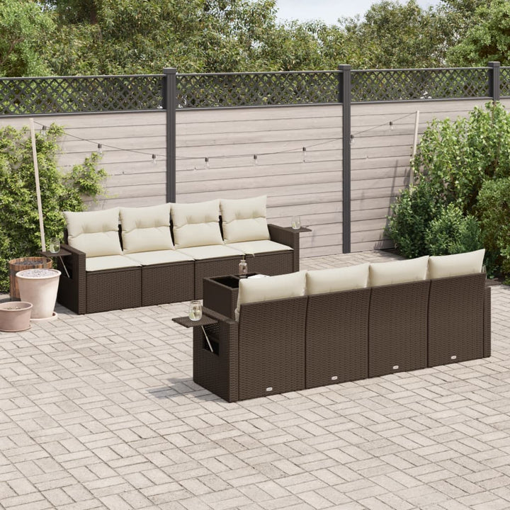 Soffgrupp För Trädgården Med Dynor 9 Delar Beige Konstrotting