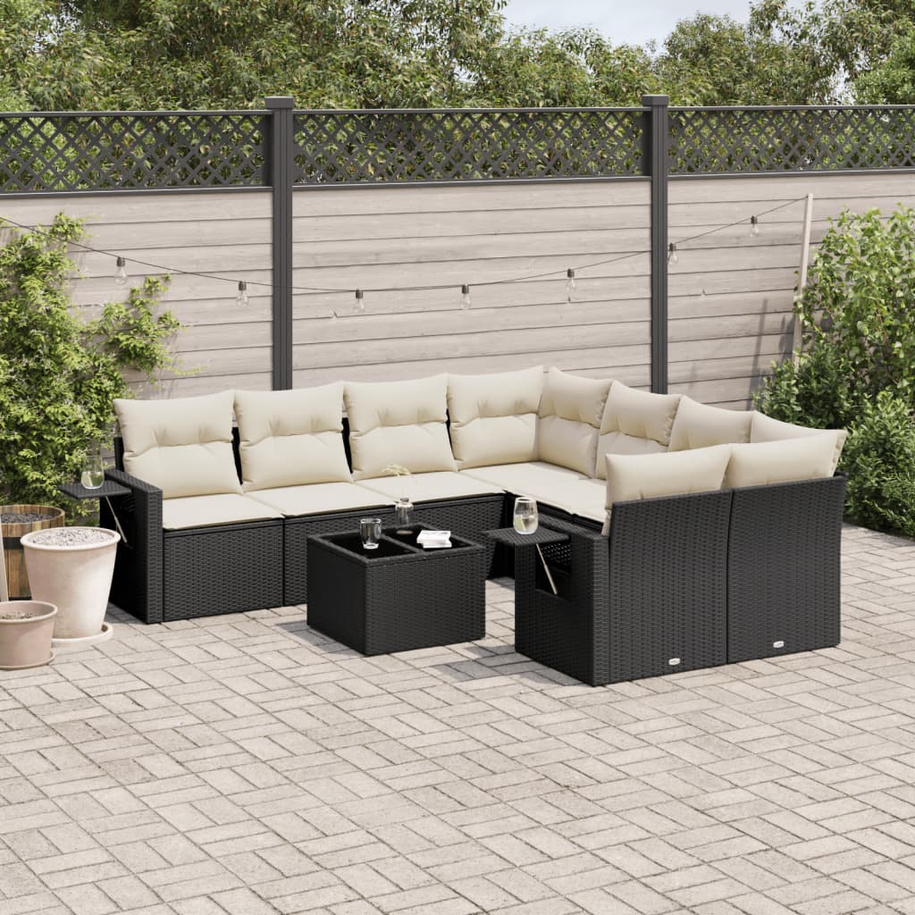 Soffgrupp För Trädgården Med Dynor 9 Delar Beige Konstrotting