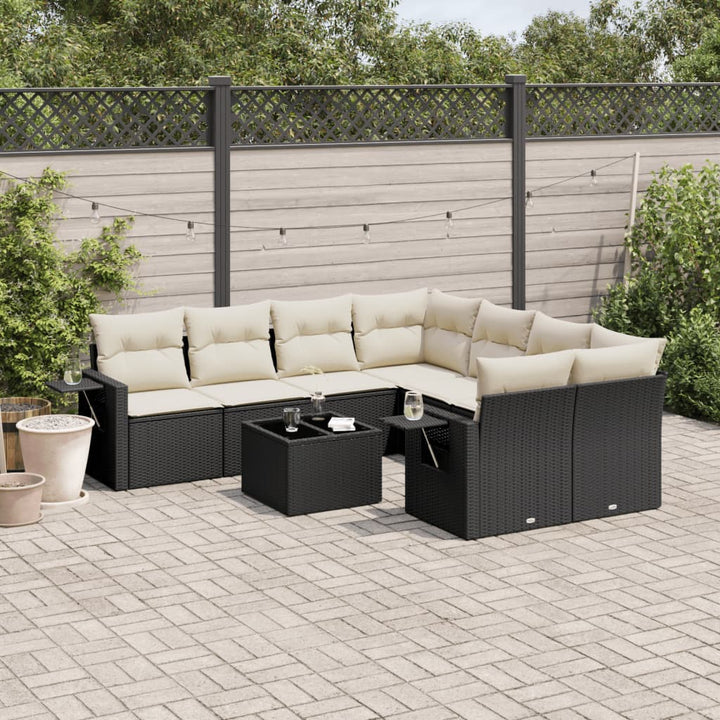Soffgrupp För Trädgården Med Dynor 9 Delar Beige Konstrotting