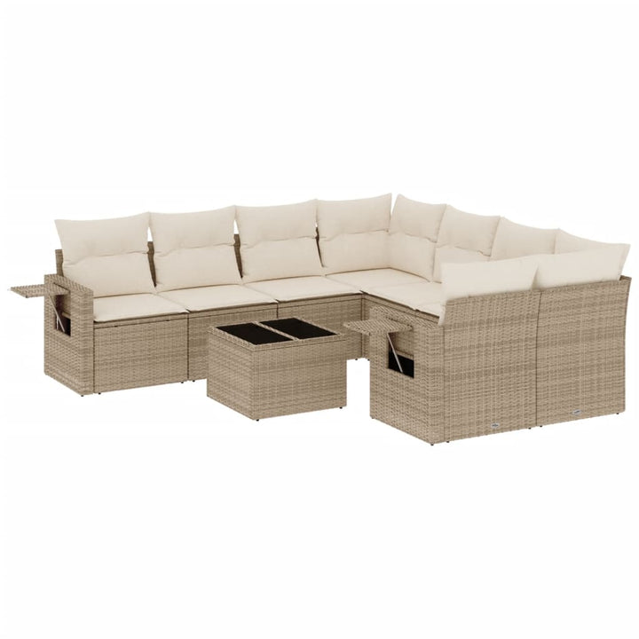 Soffgrupp För Trädgården Med Dynor 9 Delar Beige Konstrotting
