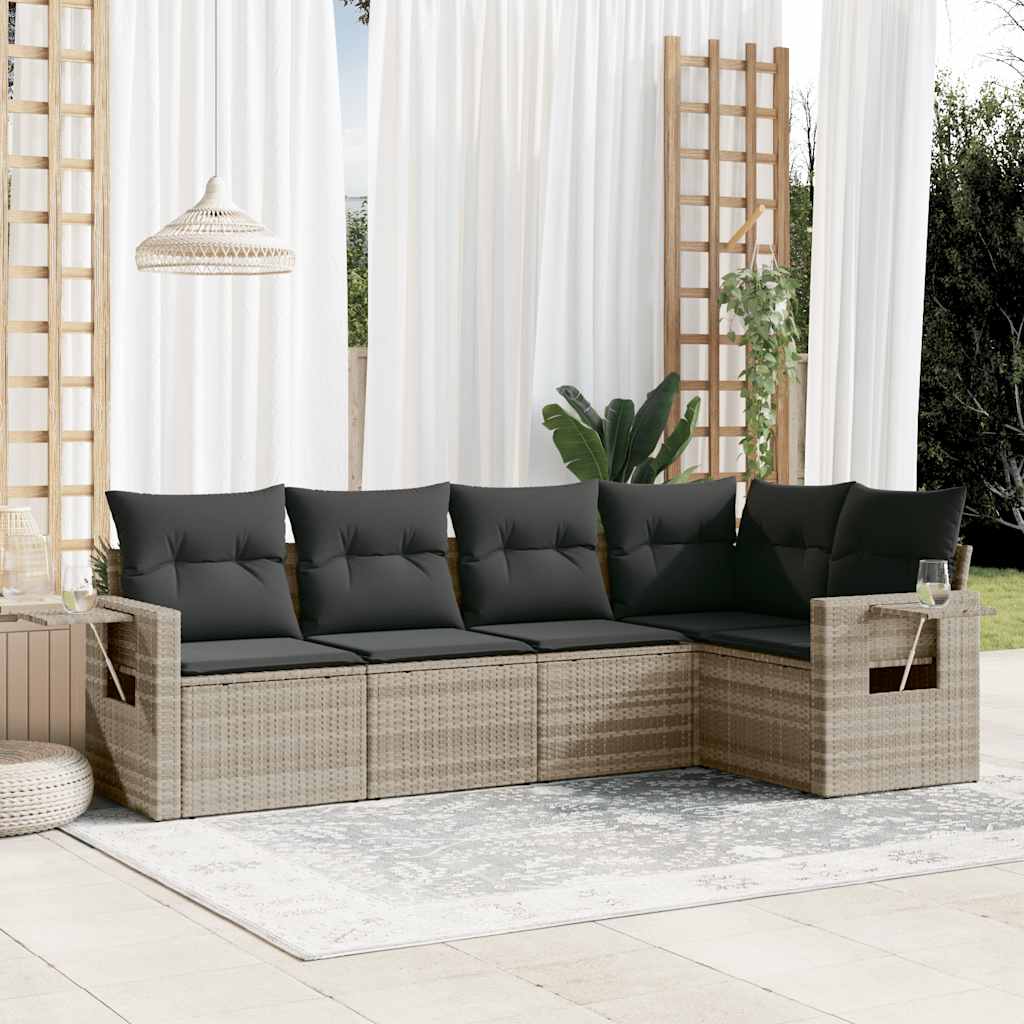 Soffgrupp För Trädgården Med Dynor 6 Delar Beige Konstrotting
