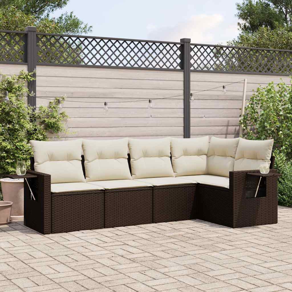 Soffgrupp För Trädgården Med Dynor 6 Delar Beige Konstrotting