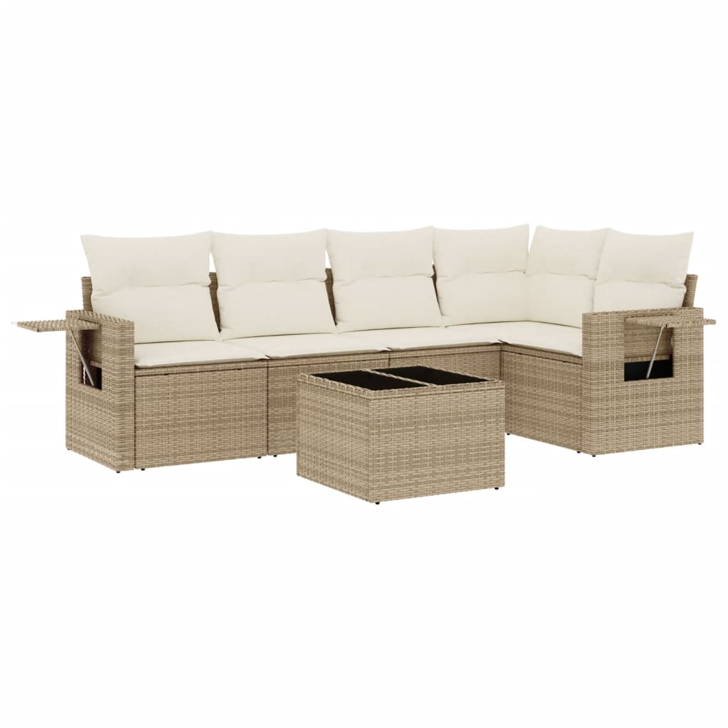 Soffgrupp För Trädgården Med Dynor 6 Delar Beige Konstrotting