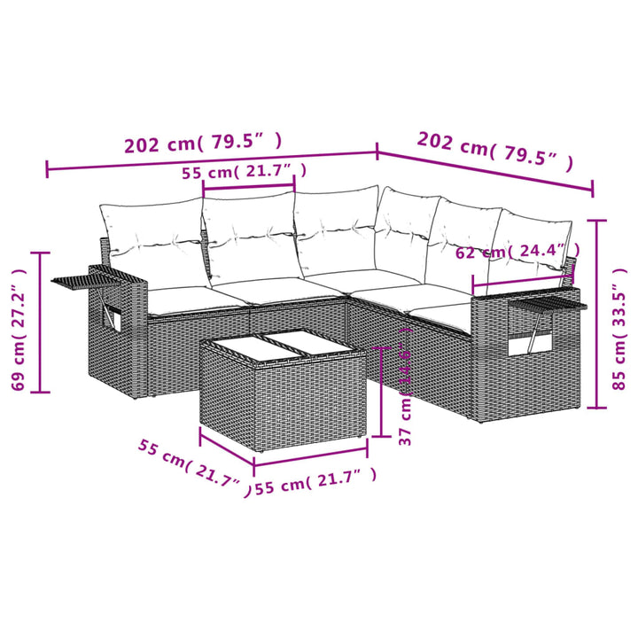 Loungegrupp Med Dynor 6 Delar Konstrotting