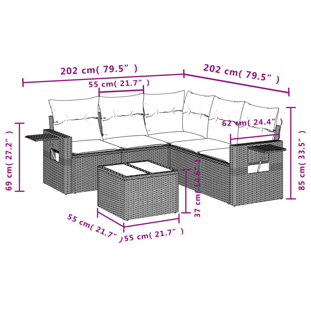 Loungegrupp Med Dynor 6 Delar Konstrotting