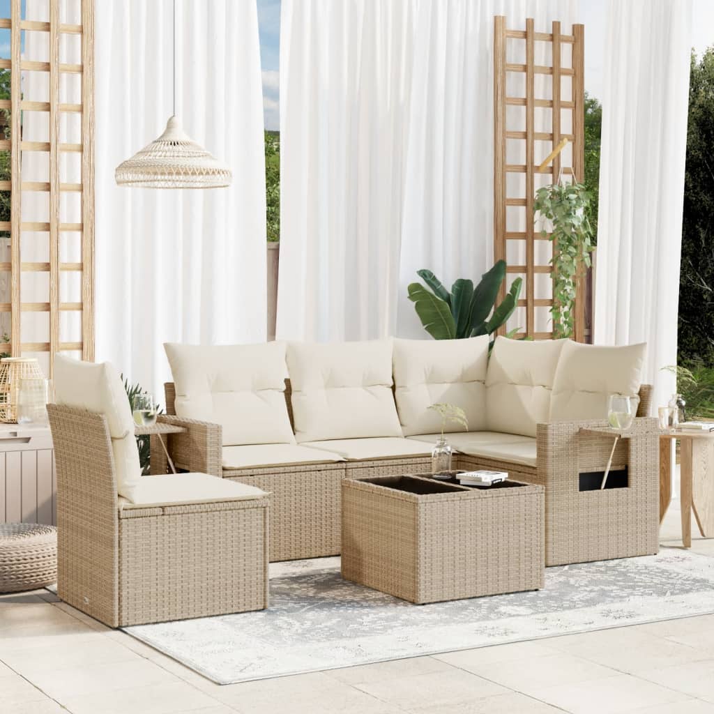 Soffgrupp För Trädgården Med Dynor 5 Delar Beige Konstrotting
