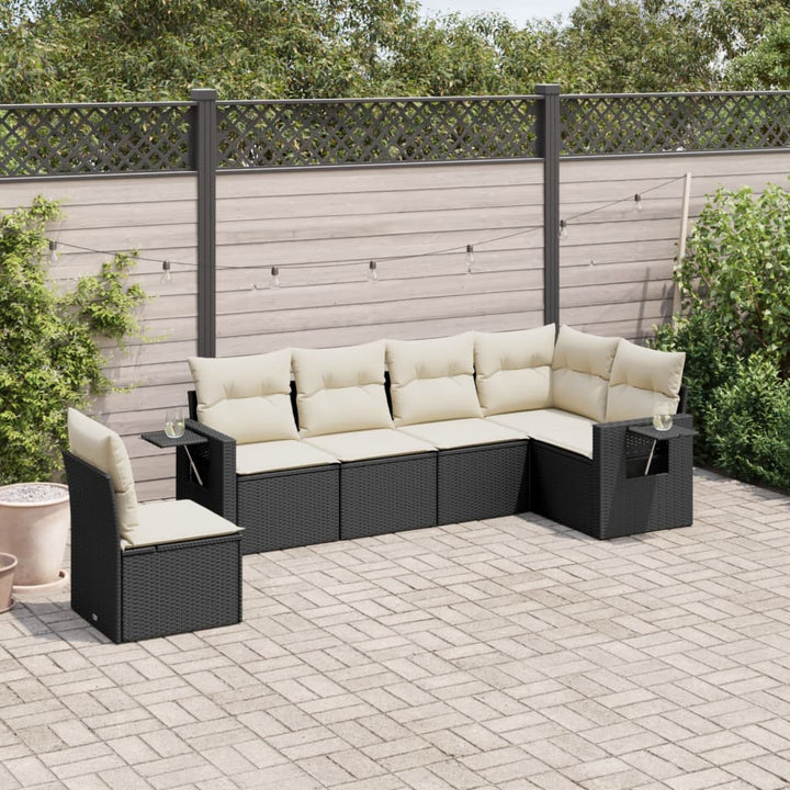 Matgrupp För Trädgården Med Dynor 7 Delar Beige Konstrotting