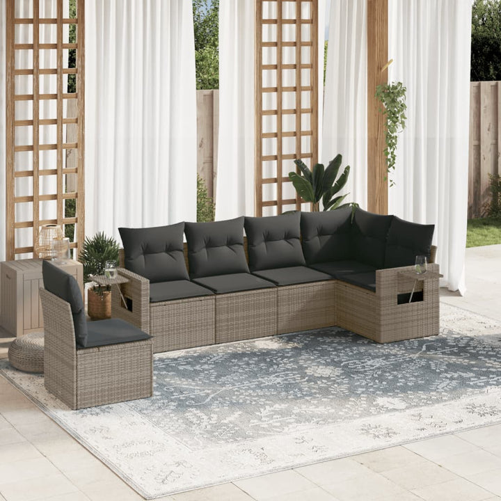Matgrupp För Trädgården Med Dynor 7 Delar Beige Konstrotting