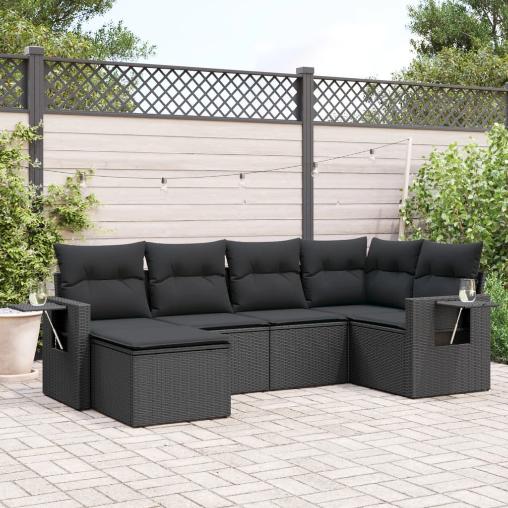 Soffgrupp För Trädgården Med Dynor 6 Delar Beige Konstrotting