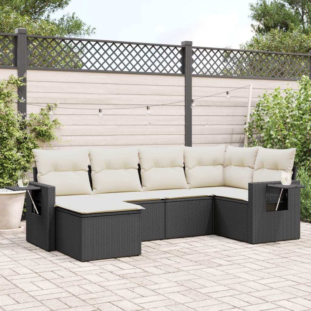 Soffgrupp För Trädgården Med Dynor 6 Delar Beige Konstrotting