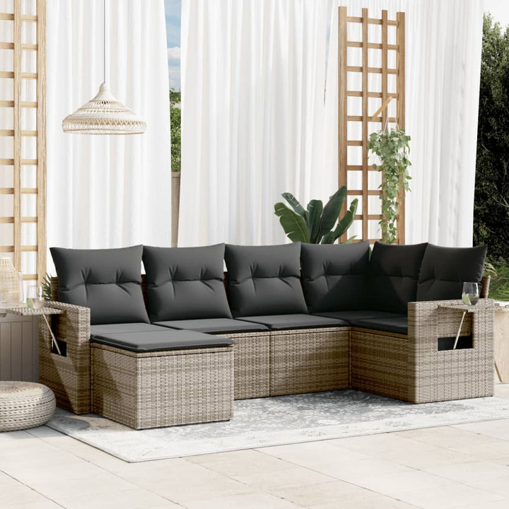 Soffgrupp För Trädgården Med Dynor 6 Delar Beige Konstrotting