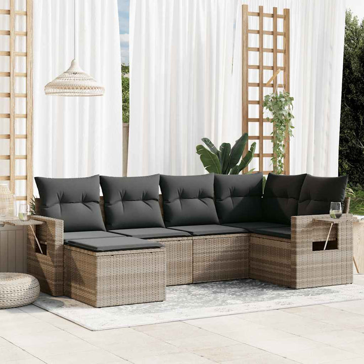 Soffgrupp För Trädgården Med Dynor 6 Delar Beige Konstrotting