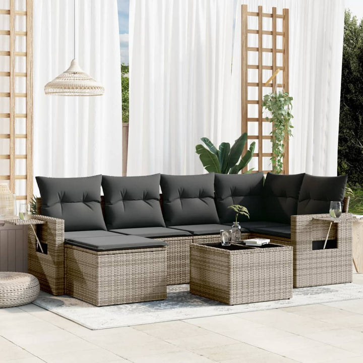 Soffgrupp För Trädgården Med Dynor 6 Delar Beige Konstrotting